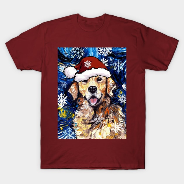 Golden Retriever Santa T-Shirt by sagittariusgallery